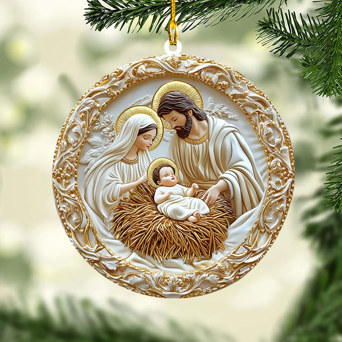 Bestchoo 2D Acrylic Ornament - Peaceful Nativity Blessing