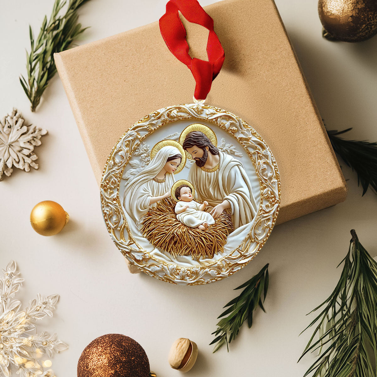 Bestchoo 2D Acrylic Ornament - Peaceful Nativity Blessing