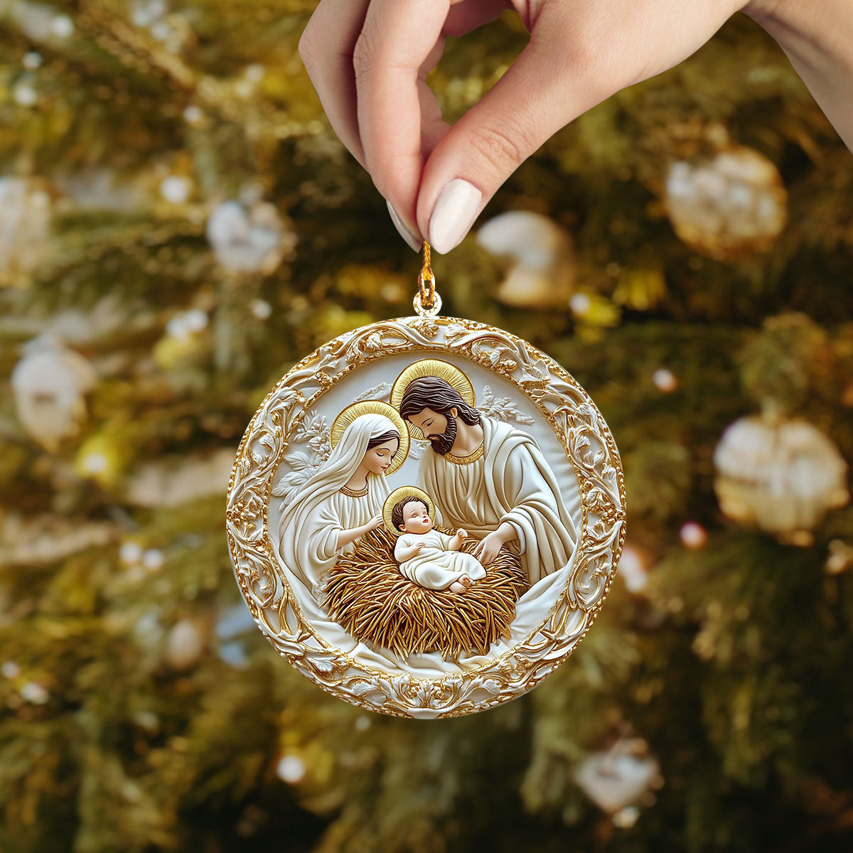 Bestchoo 2D Acrylic Ornament - Peaceful Nativity Blessing