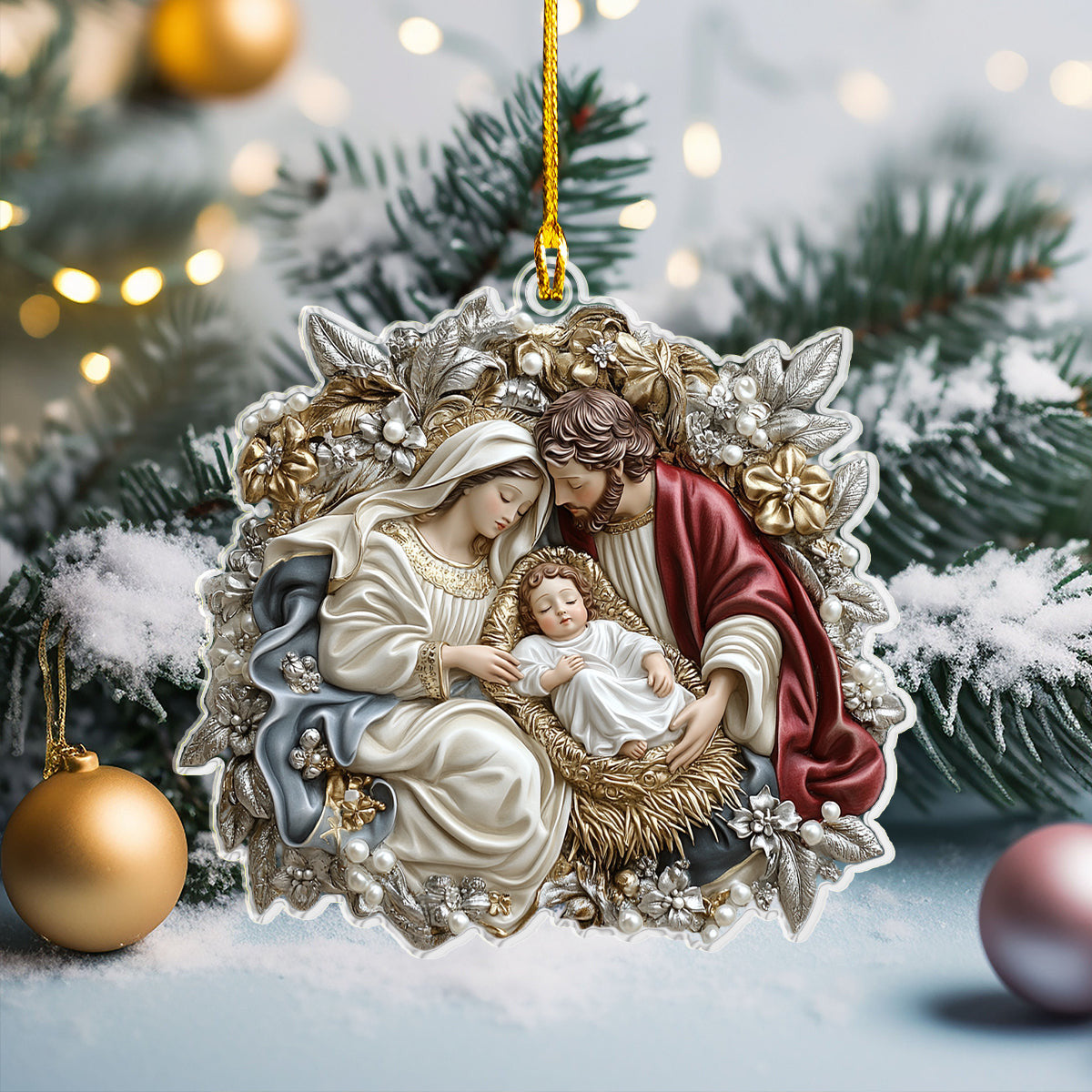 Bestchoo 2D Acrylic Ornament - Nativity Blessings Christmas