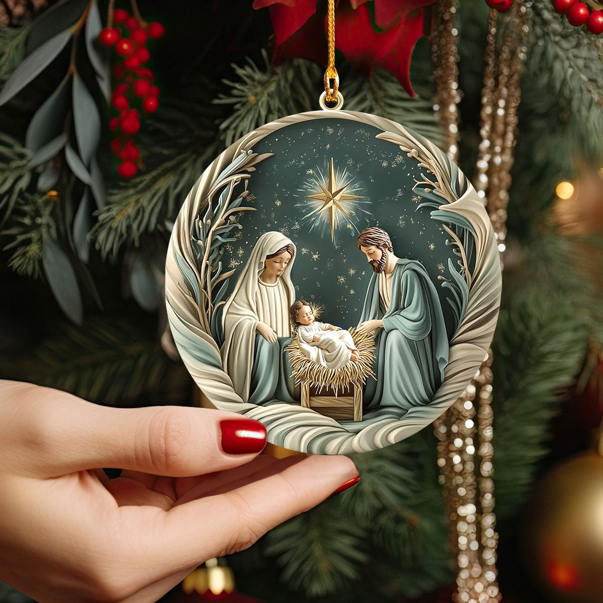 Bestchoo 2D Acrylic Ornament - Divine Silent Night Nativity