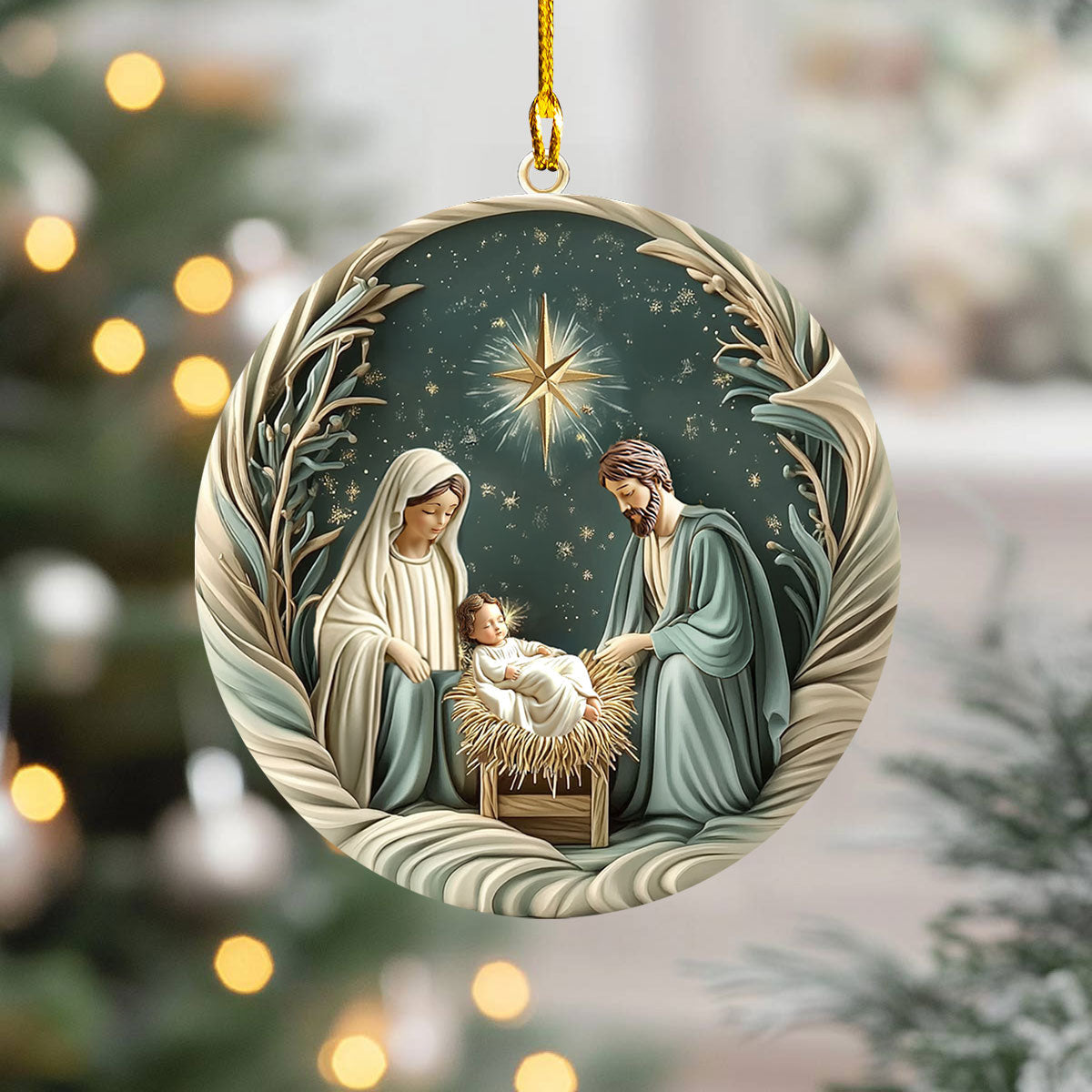 Bestchoo 2D Acrylic Ornament - Divine Silent Night Nativity