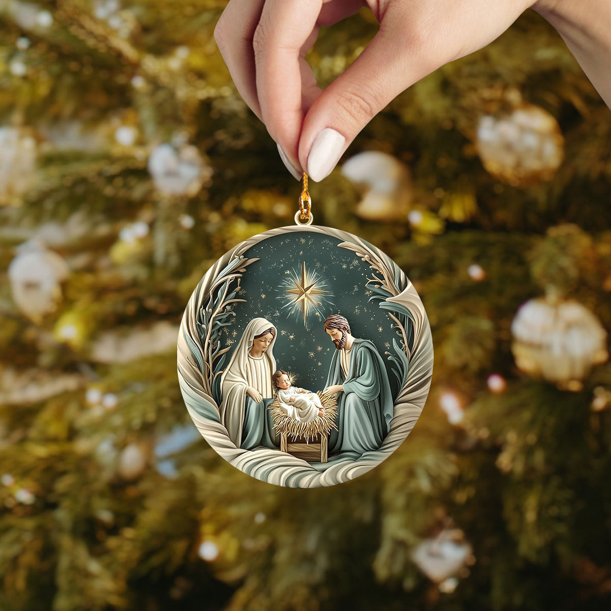 Bestchoo 2D Acrylic Ornament - Divine Silent Night Nativity
