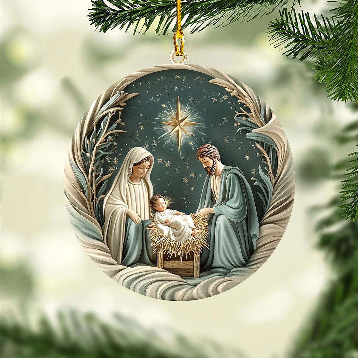 Bestchoo 2D Acrylic Ornament - Divine Silent Night Nativity