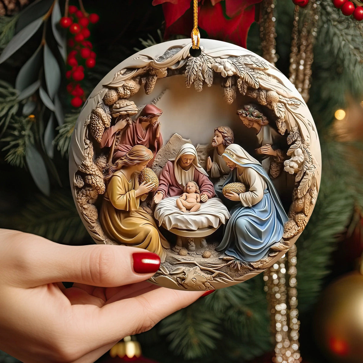 Bestchoo 2D Acrylic Ornament - Pack Discount Nativity Christmas