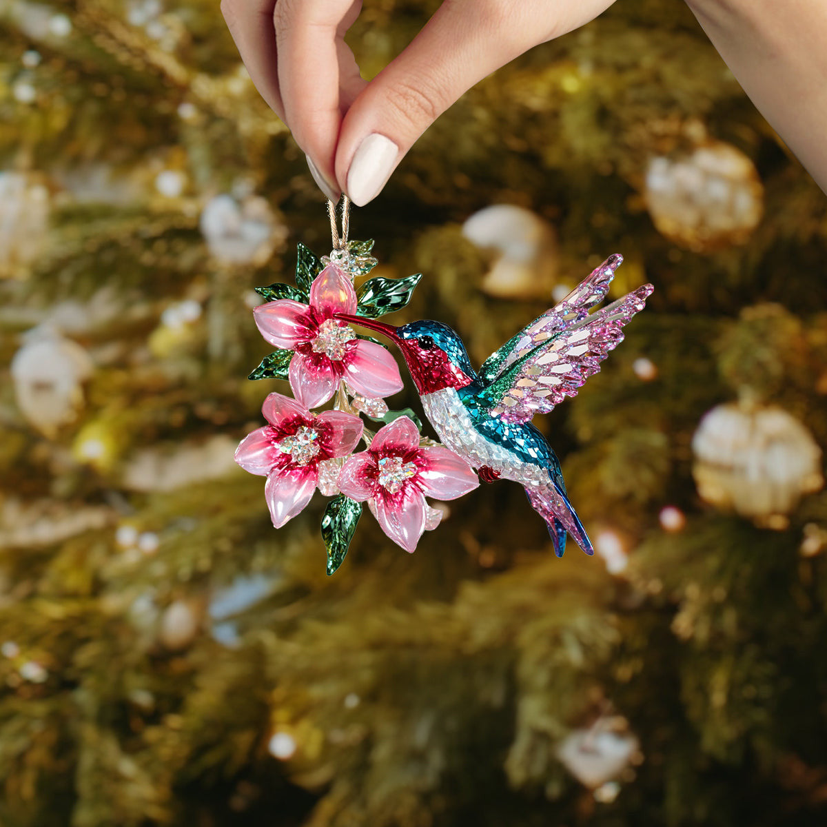 Bestchoo 2D Acrylic Ornament Charming Crystal Hummingbird