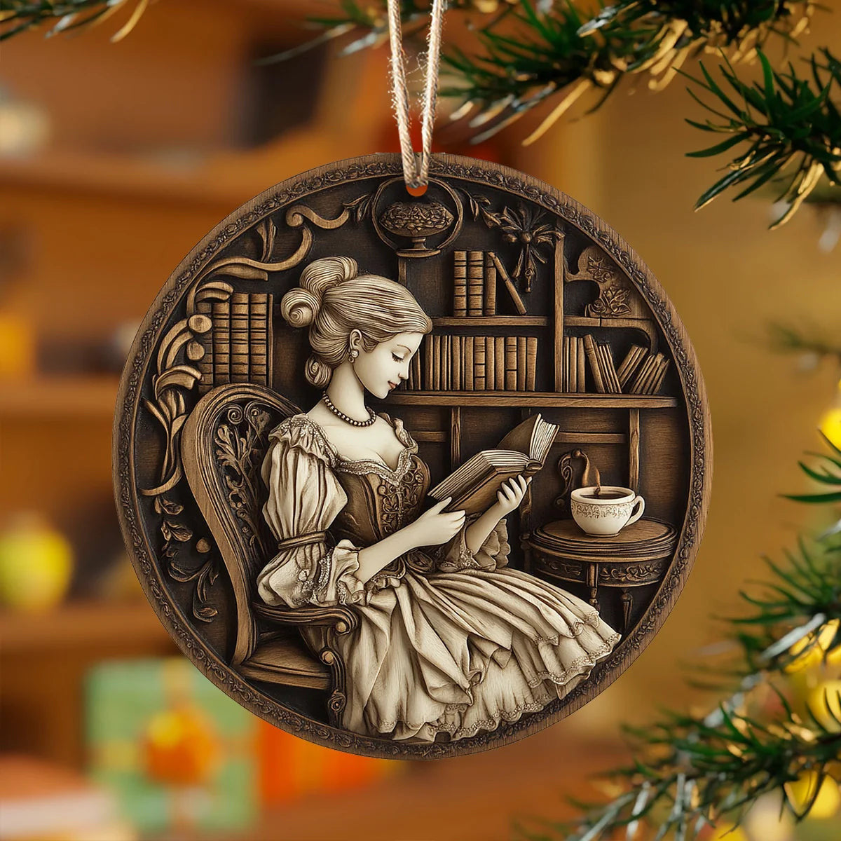 Bestchoo 2D Acrylic Ornament Victorian Reading Nook