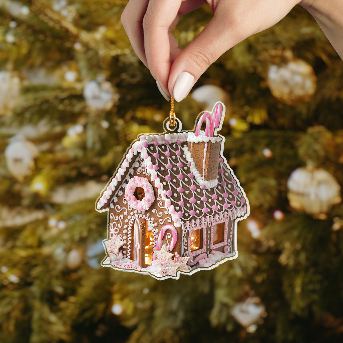 Bestchoo 2D Acrylic Ornament Pink Sweet House
