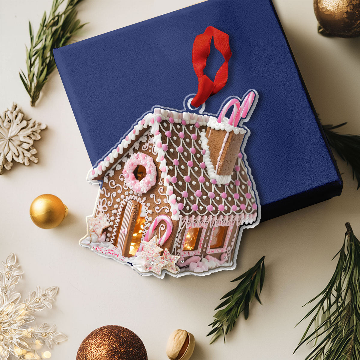 Bestchoo 2D Acrylic Ornament Pink Sweet House