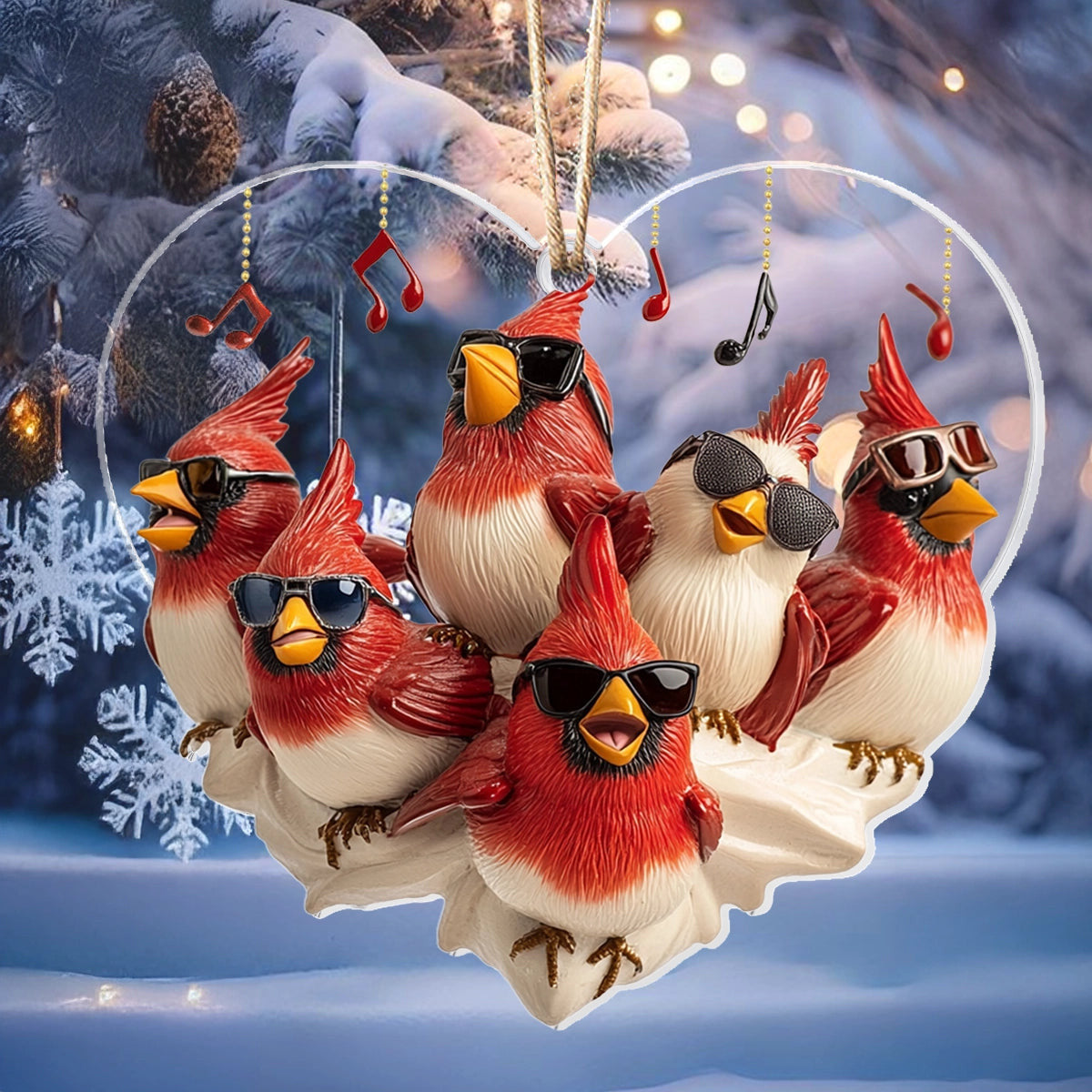 Bestchoo 2D Acrylic Ornament - Jingle Birds Rock