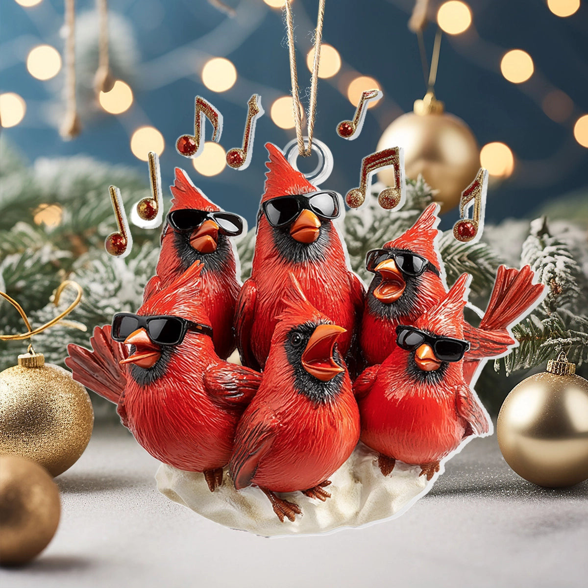 Bestchoo 2D Acrylic Ornament - Jingle Birds Rock