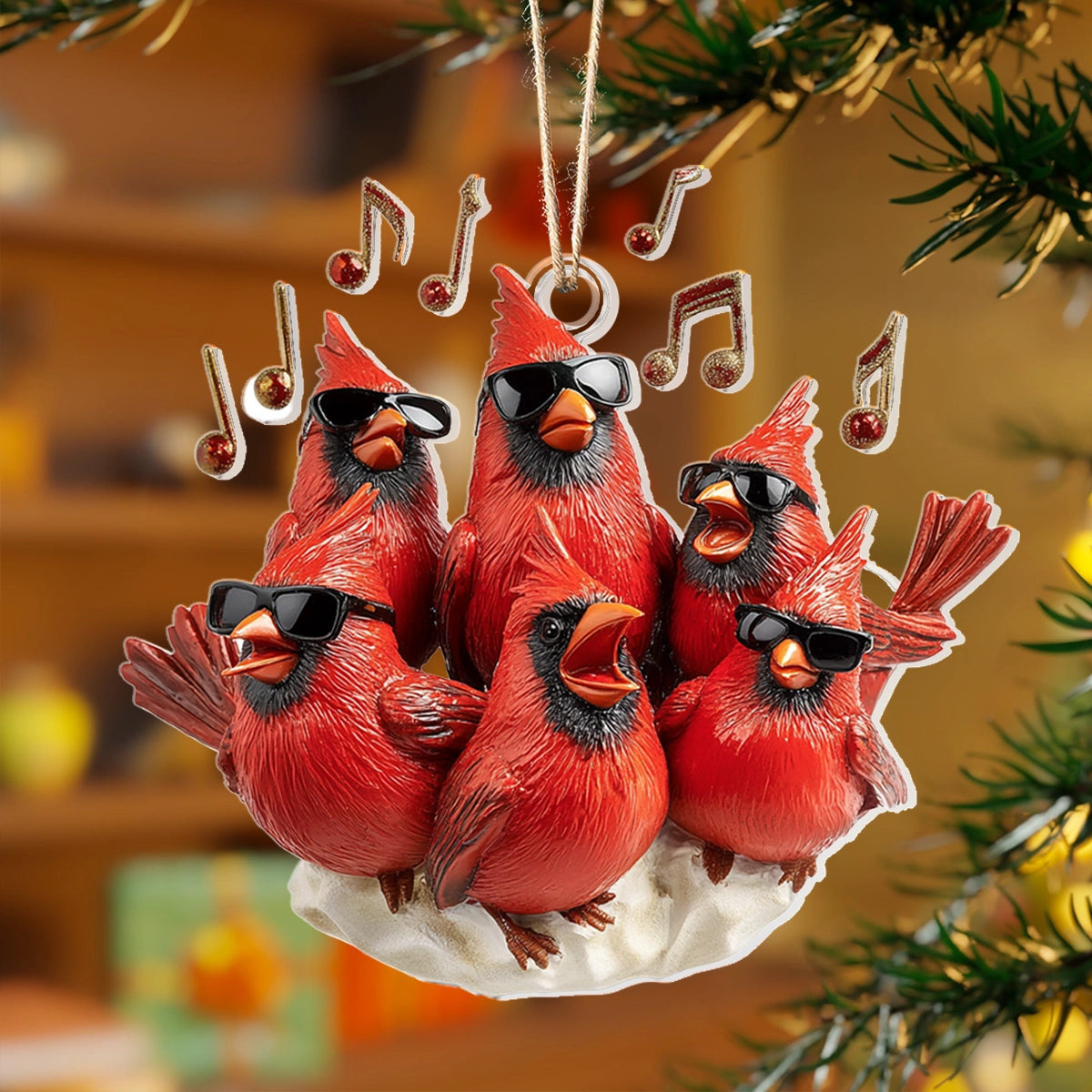 Bestchoo 2D Acrylic Ornament - Jingle Birds Rock