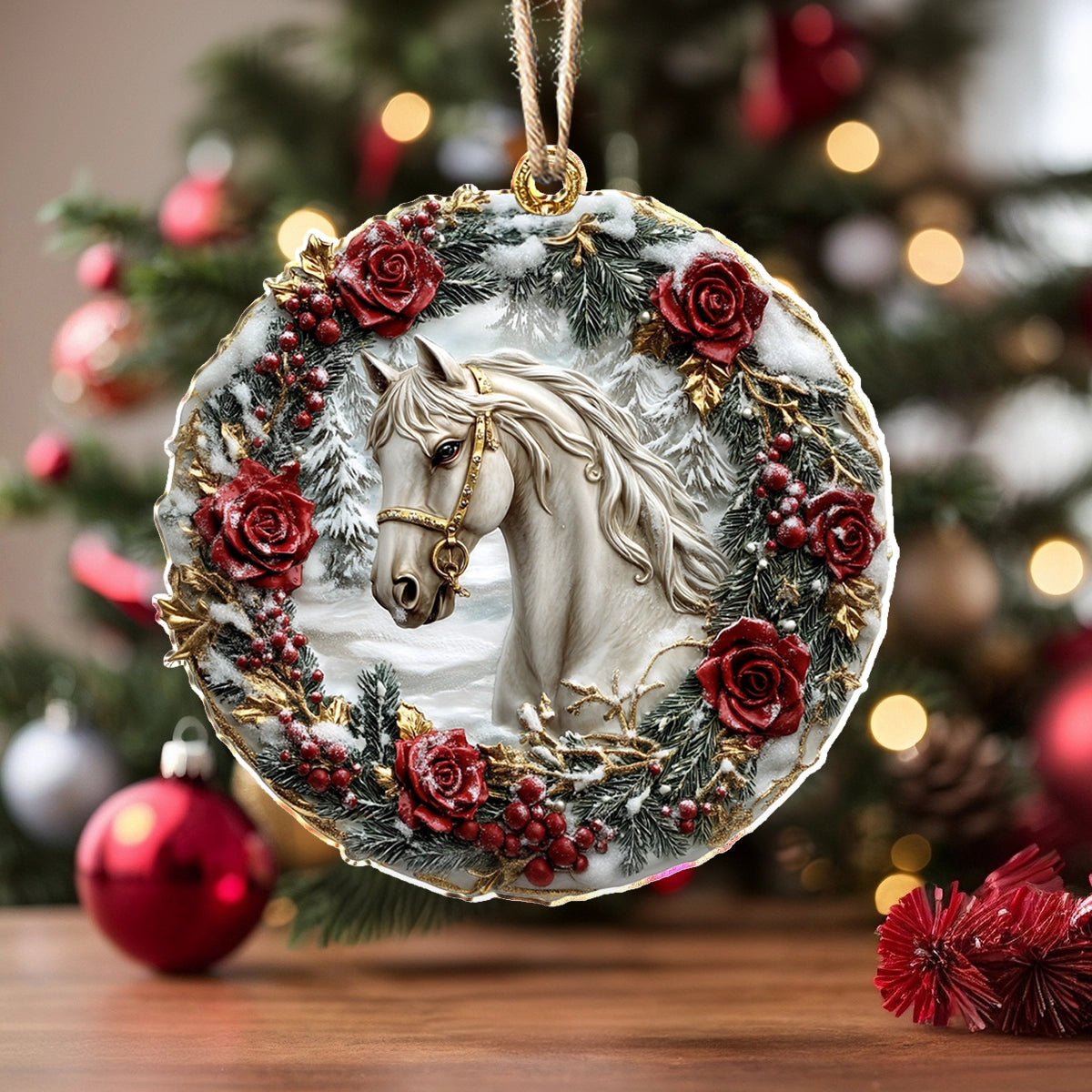 Bestchoo 2D Acrylic Ornament Majestic Winter Horse