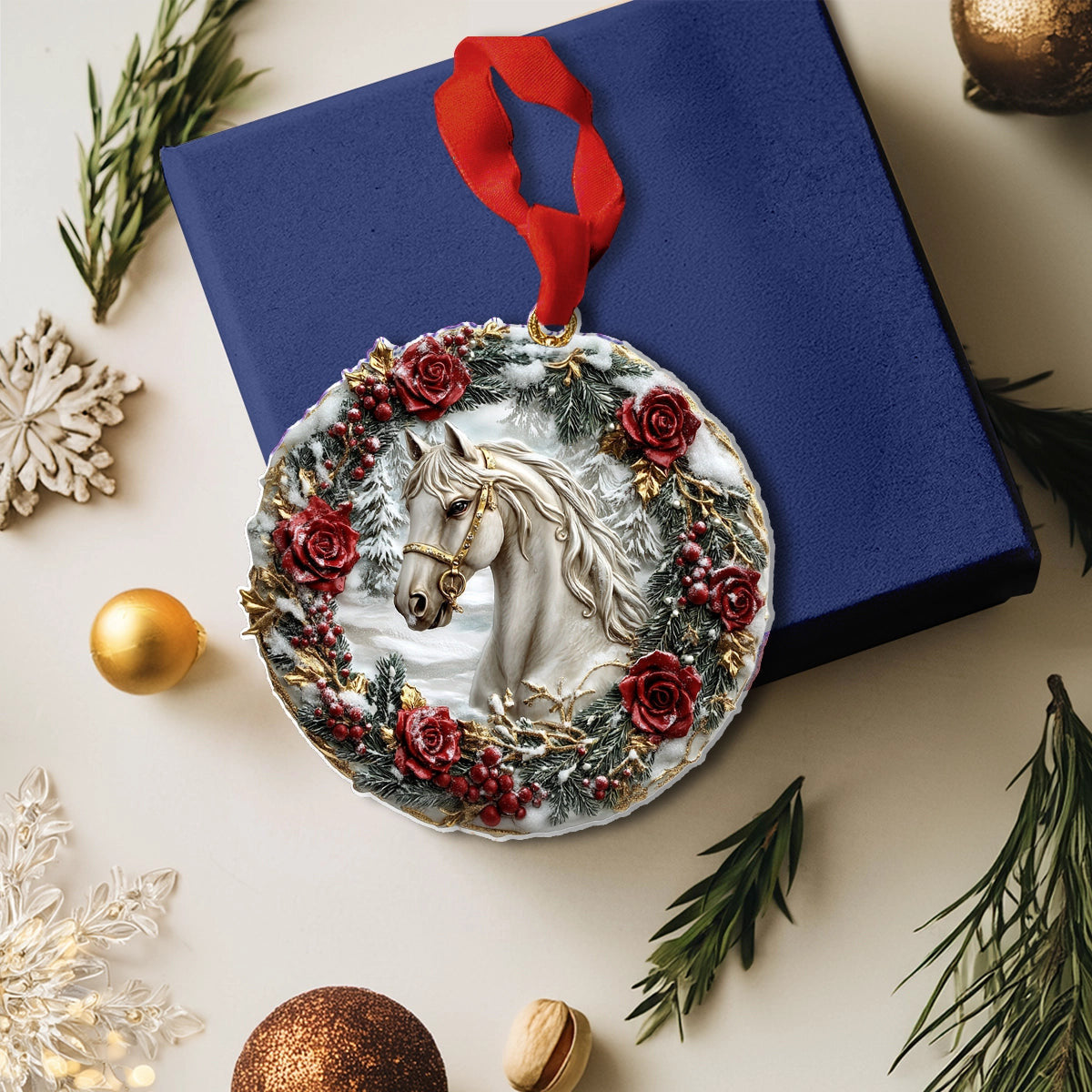 Bestchoo 2D Acrylic Ornament Majestic Winter Horse
