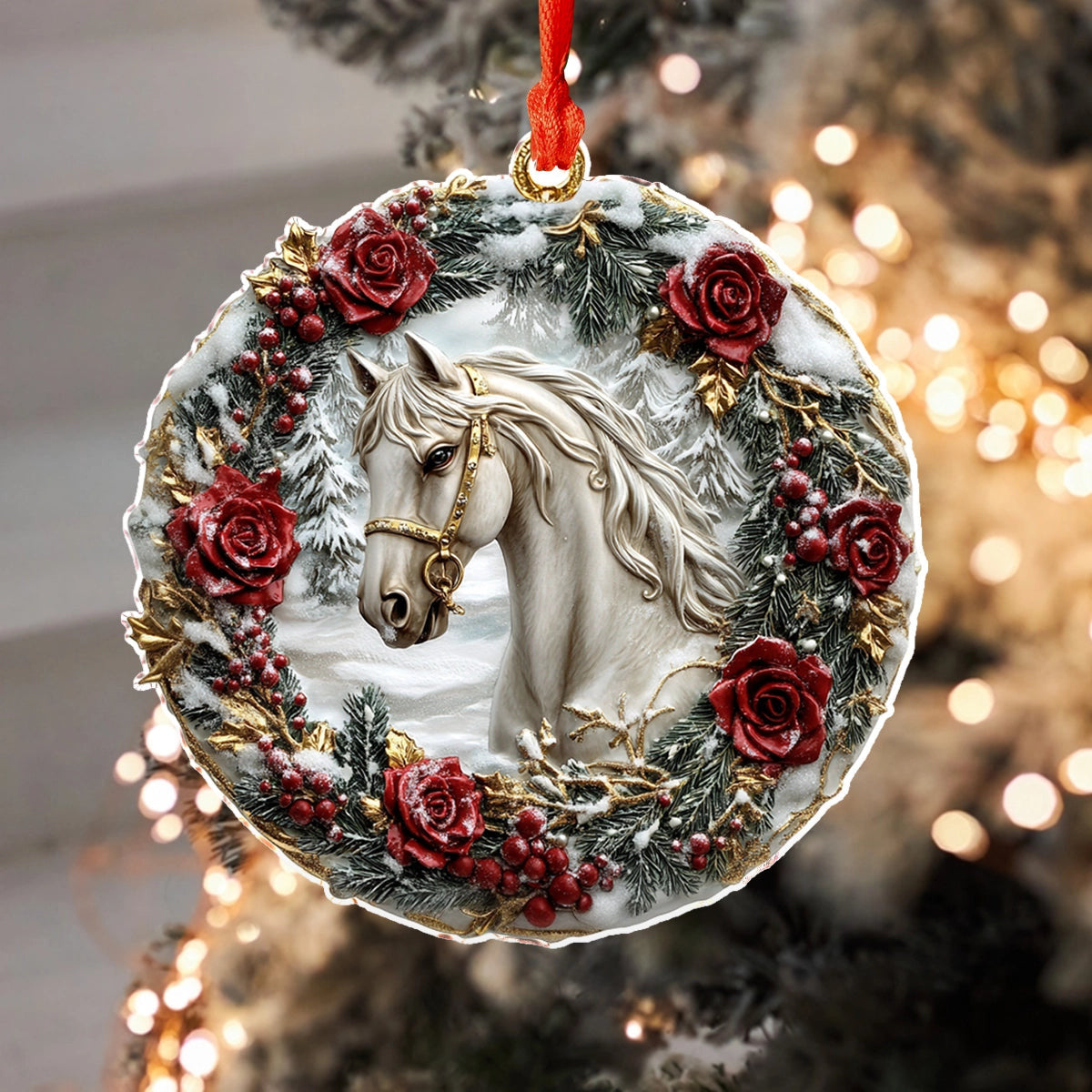 Bestchoo 2D Acrylic Ornament Majestic Winter Horse