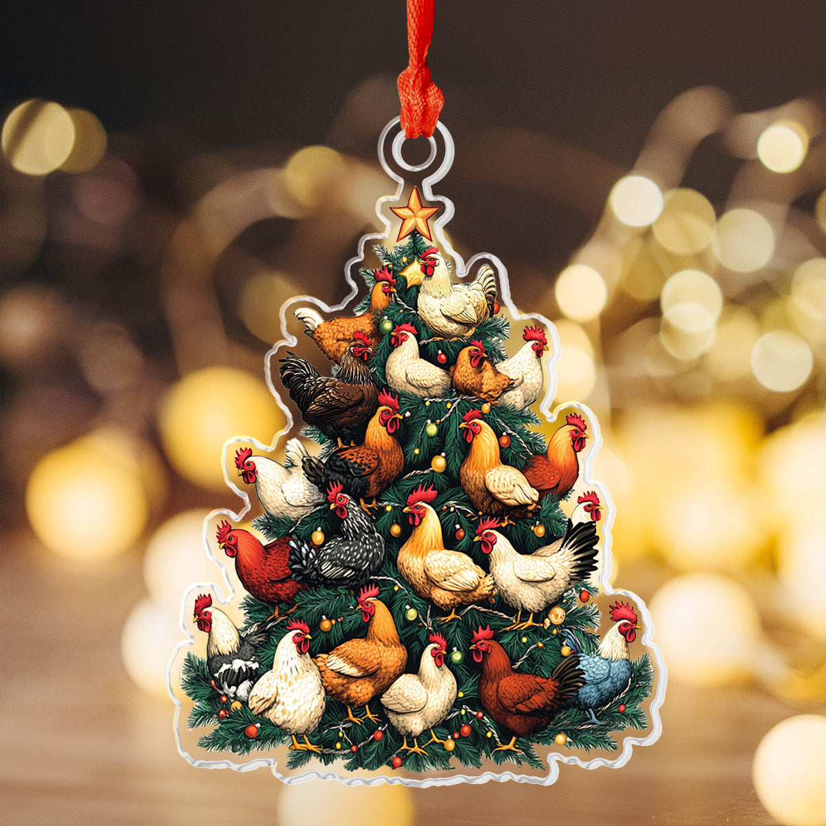 Bestchoo 2D Acrylic Ornament Chicken Christmas Tree