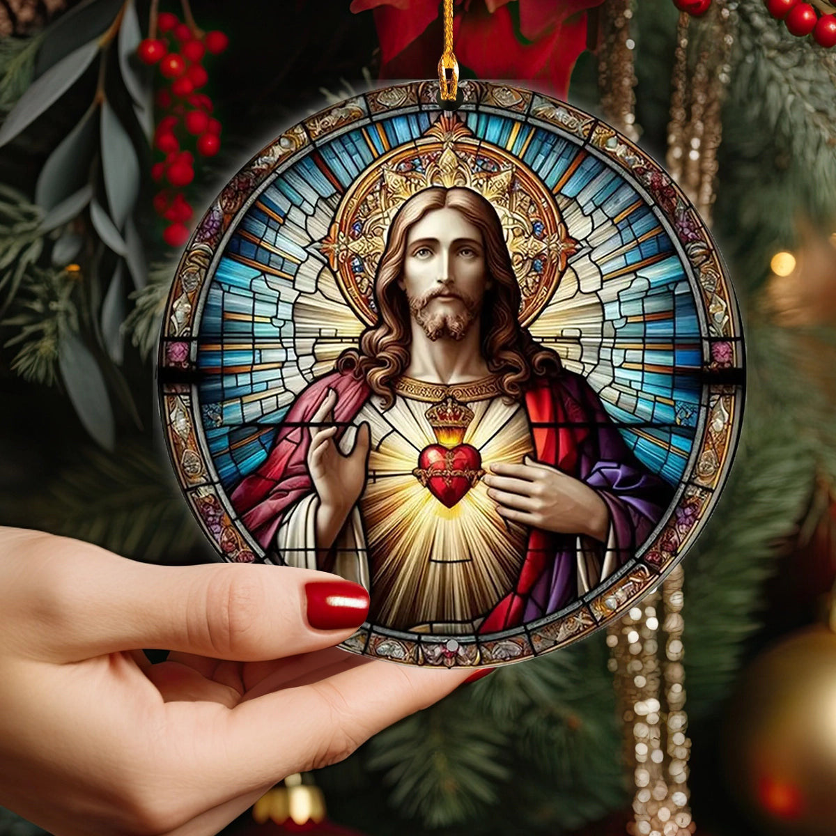 Bestchoo 2D Acrylic Ornament Sacred Heart Jesus