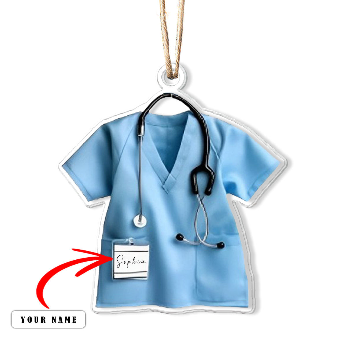 Bestchoo Personalized 2D Acrylic Ornament - Personalized Nurse Scrubs