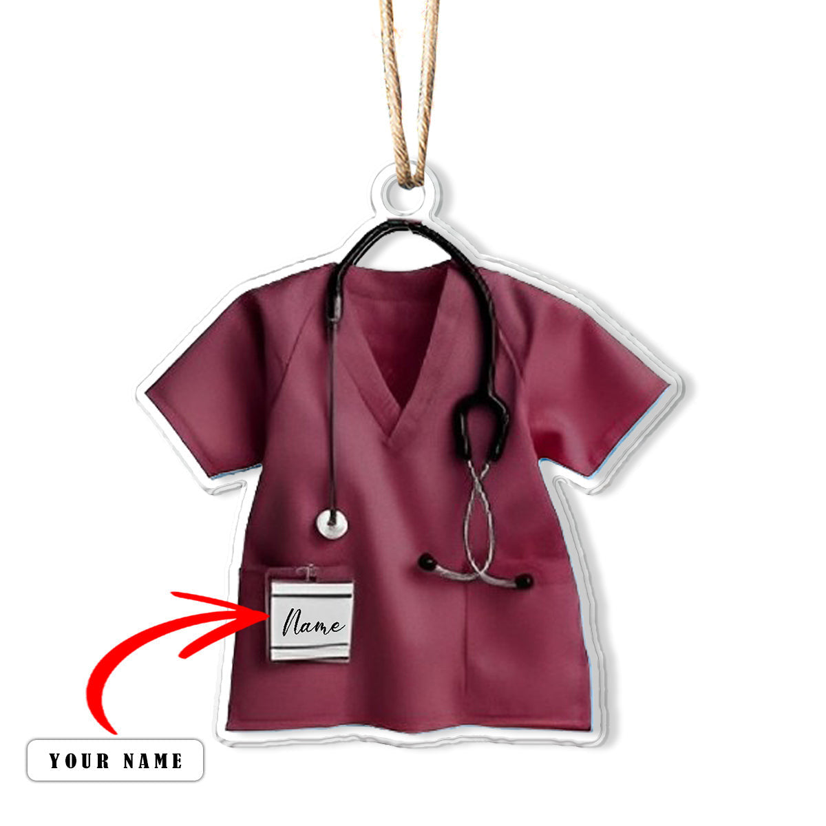Bestchoo Personalized 2D Acrylic Ornament - Personalized Nurse Scrubs