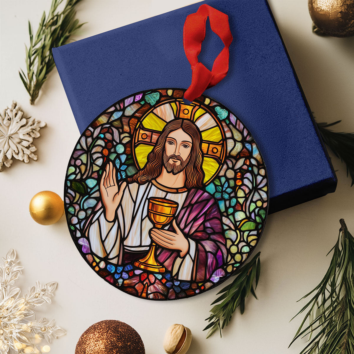 Bestchoo 2D Acrylic Ornament - Stained Glass Savior