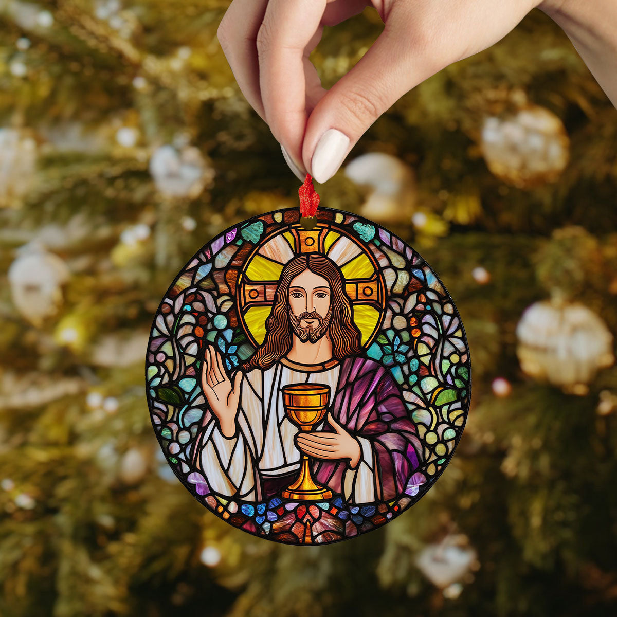 Bestchoo 2D Acrylic Ornament - Stained Glass Savior
