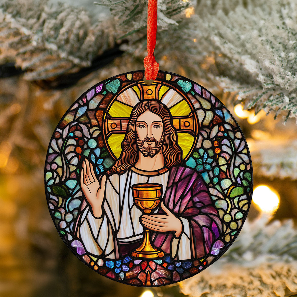 Bestchoo 2D Acrylic Ornament - Stained Glass Savior