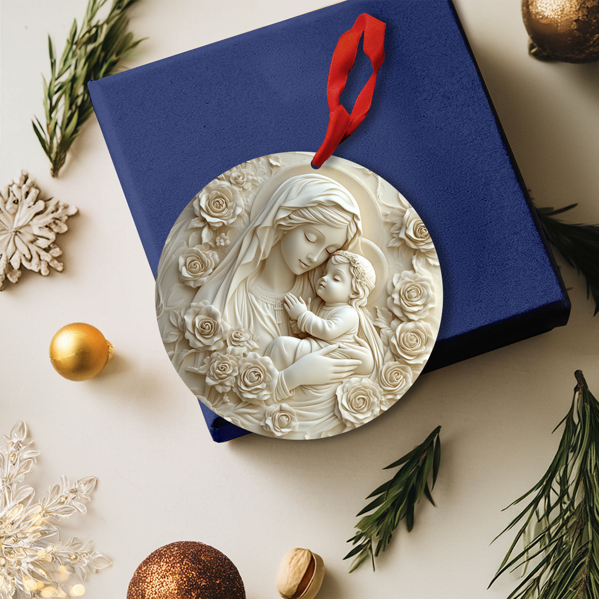 Bestchoo 2D Acrylic Ornament - Mary and Baby Jesus Christmas