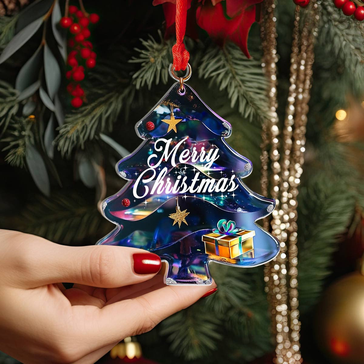 Bestchoo 2D Acrylic Ornament Holiday Glow Tree