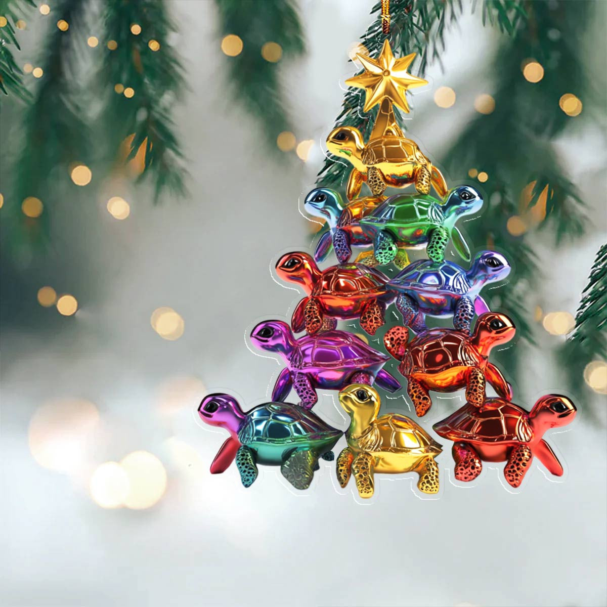 Bestchoo 2D Acrylic Ornament Colorful Sea Turtles Lovely