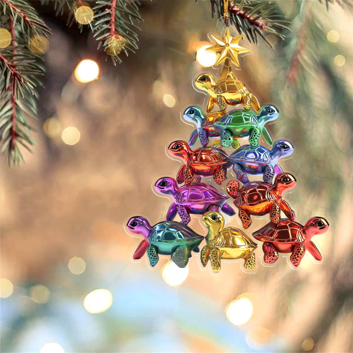 Bestchoo 2D Acrylic Ornament Colorful Sea Turtles Lovely