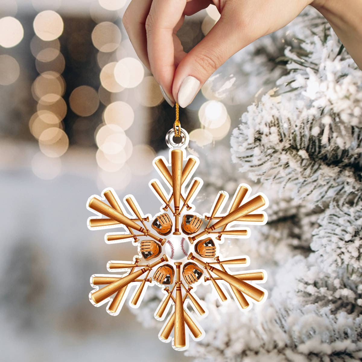 Bestchoo 2D Acrylic Ornament Baseball Snowflake
