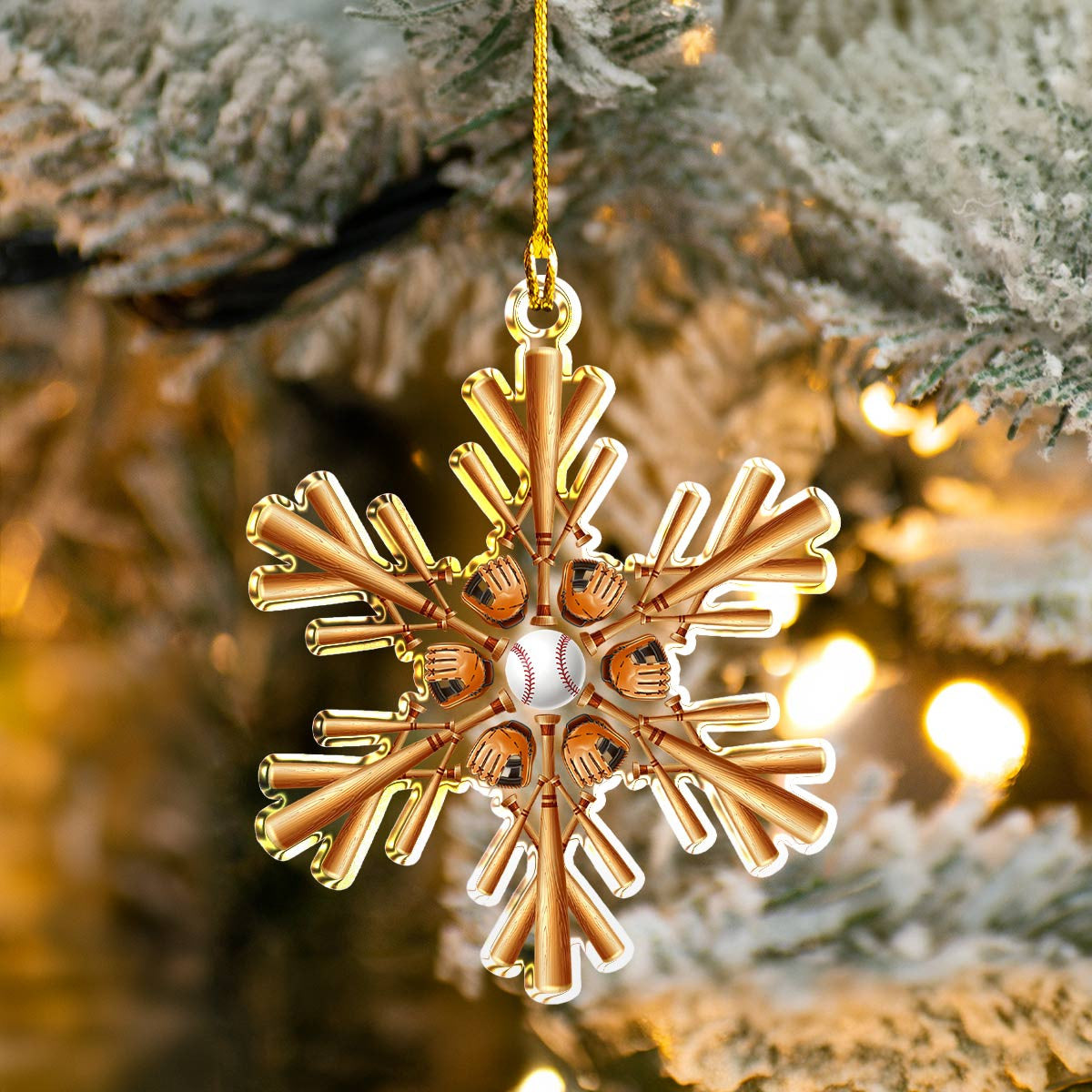 Bestchoo 2D Acrylic Ornament Baseball Snowflake