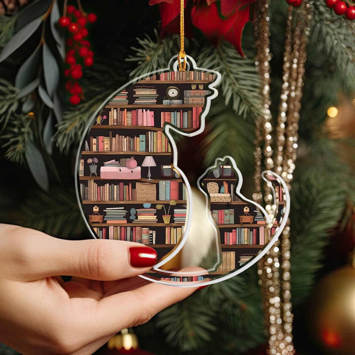 Bestchoo 2D Acrylic Ornament Bookish Cats