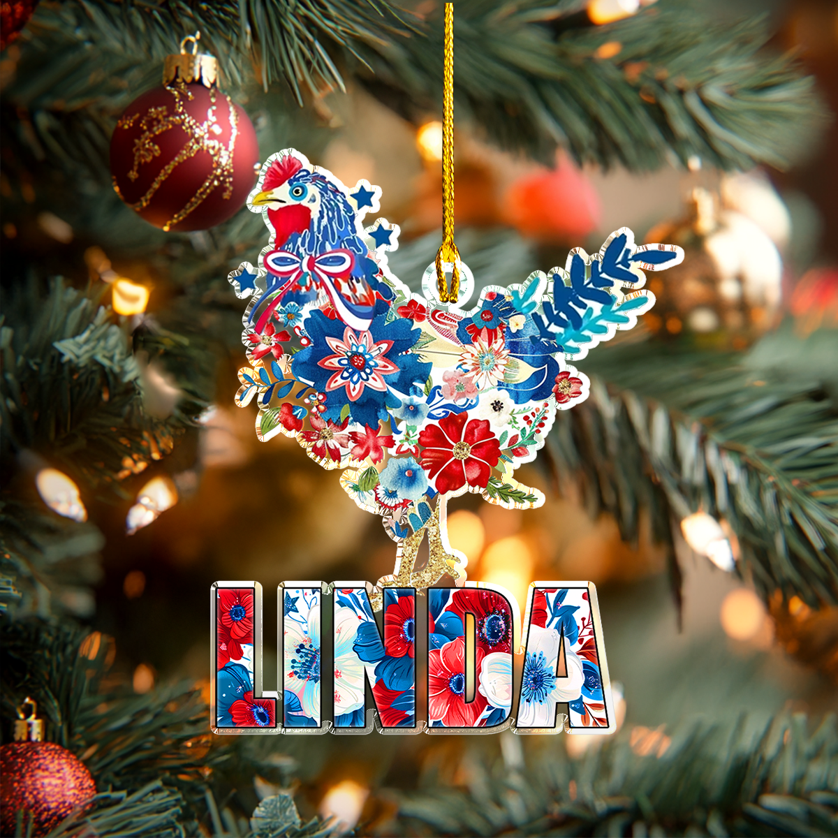 Bestchoo Personalized 2D Acrylic Ornament Pioneer Woman Chicken Lover