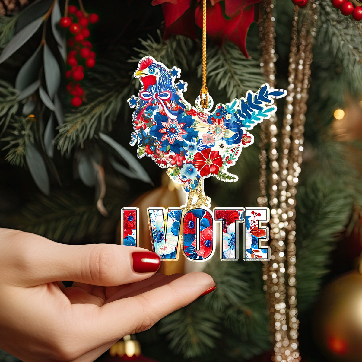 Bestchoo Personalized 2D Acrylic Ornament Pioneer Woman Chicken Lover