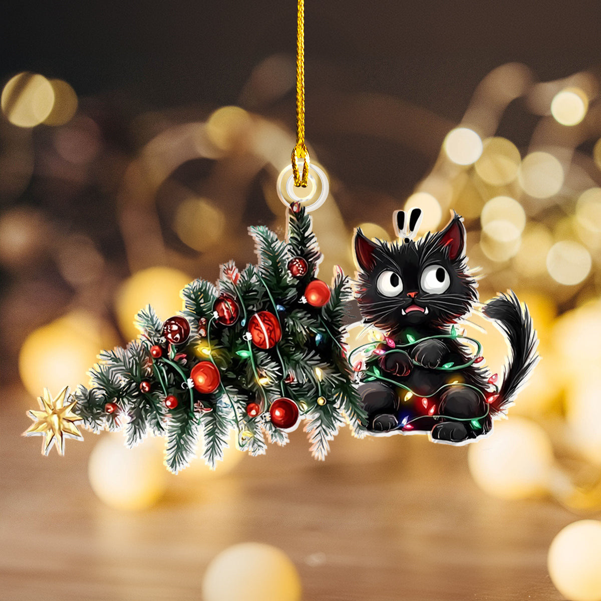 Bestchoo 2D Acrylic Ornament - Mischievous Cat Christmas