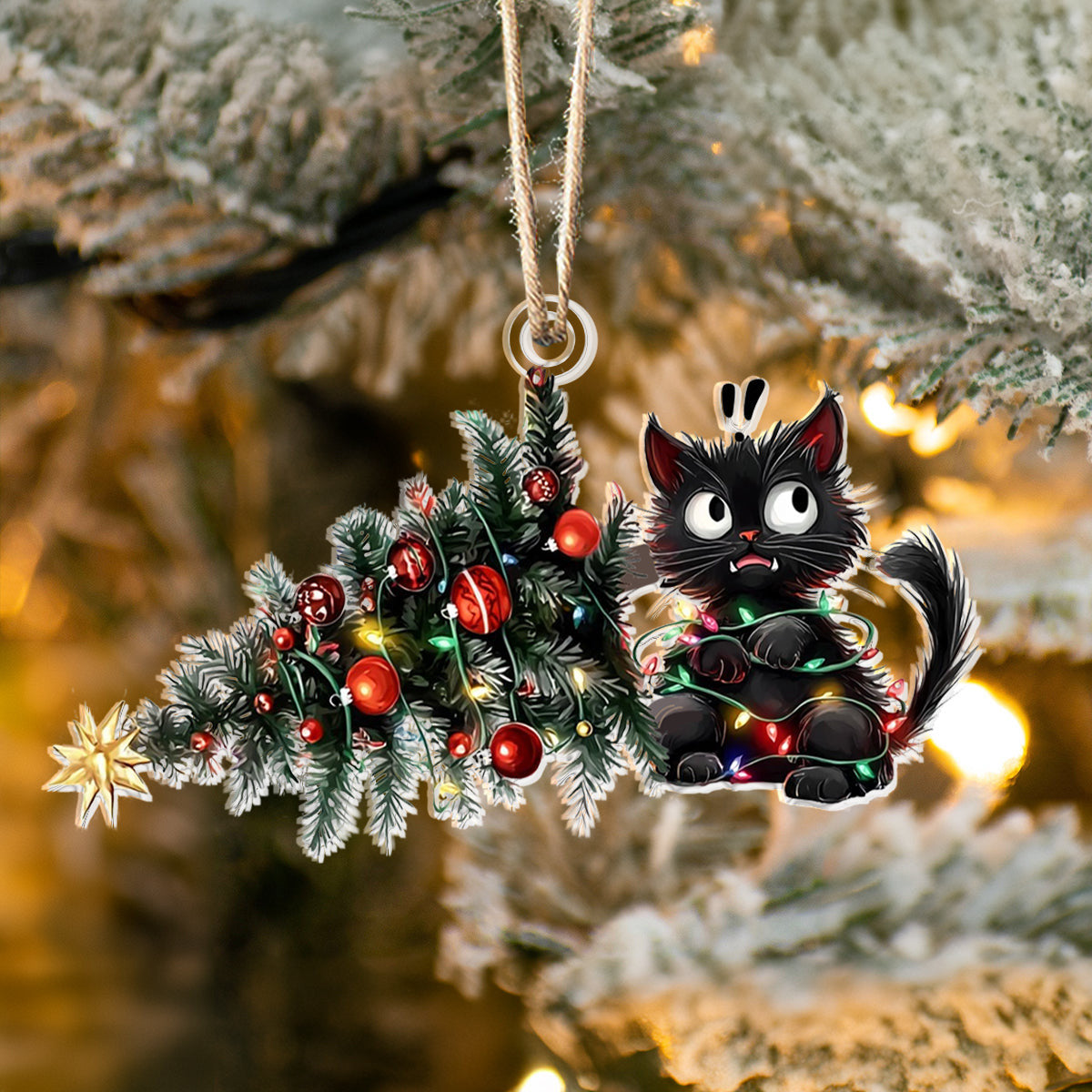 Bestchoo 2D Acrylic Ornament - Mischievous Cat Christmas