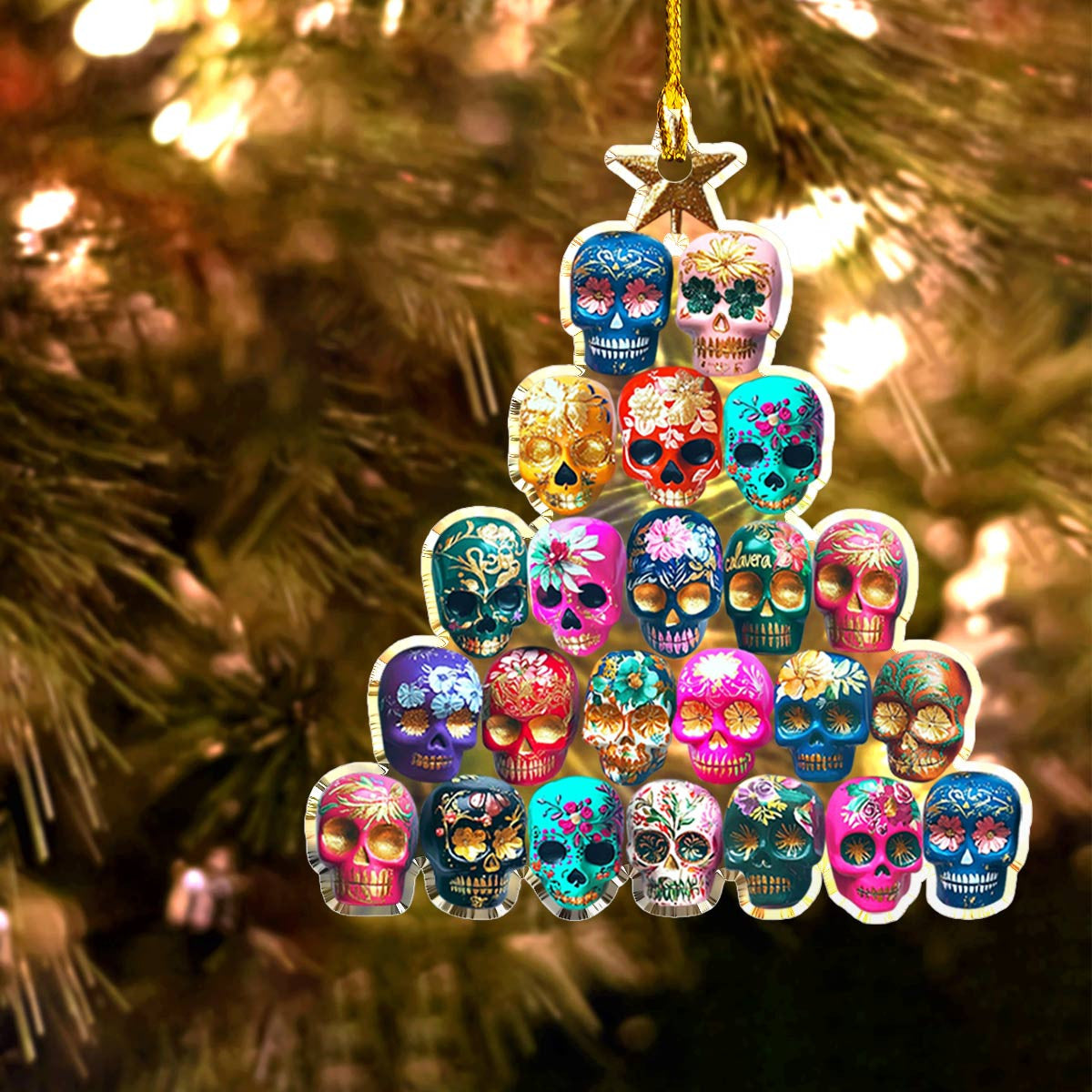 Bestchoo 2D Acrylic Ornament Colorful Sugar Skulls