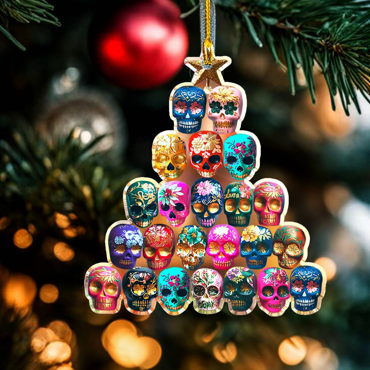 Bestchoo 2D Acrylic Ornament Colorful Sugar Skulls