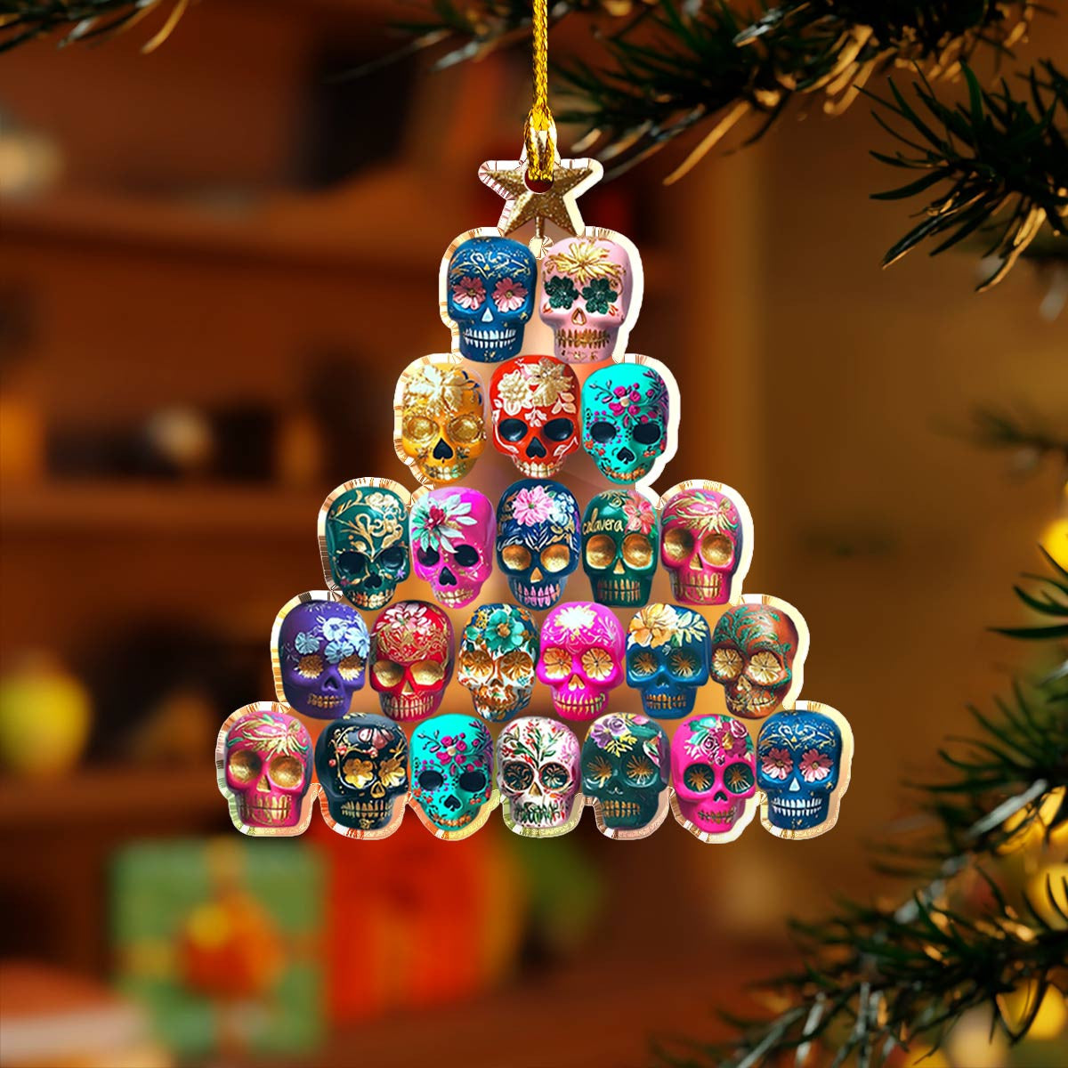 Bestchoo 2D Acrylic Ornament Colorful Sugar Skulls