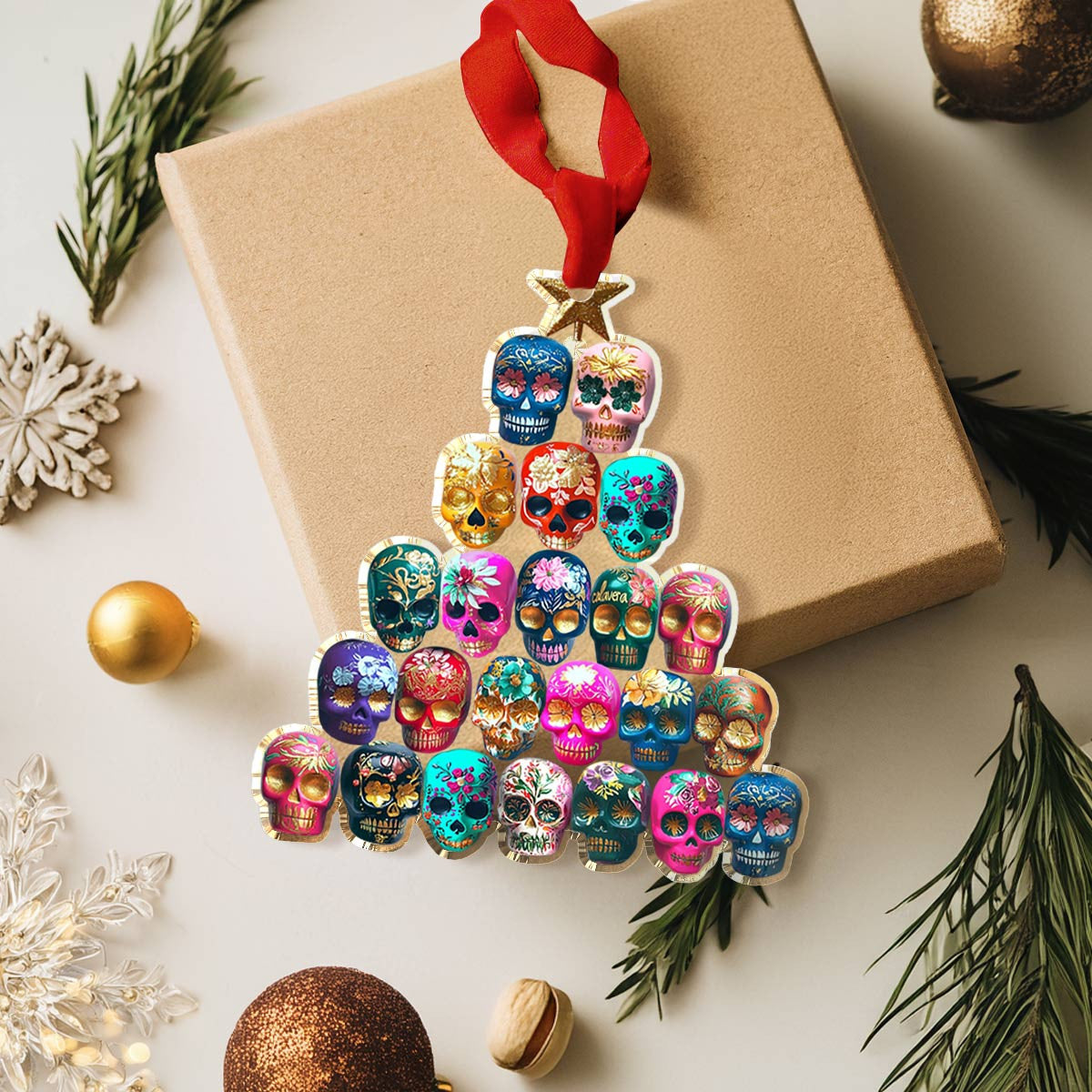 Bestchoo 2D Acrylic Ornament Colorful Sugar Skulls