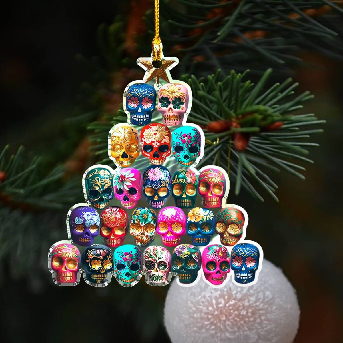 Bestchoo 2D Acrylic Ornament Colorful Sugar Skulls