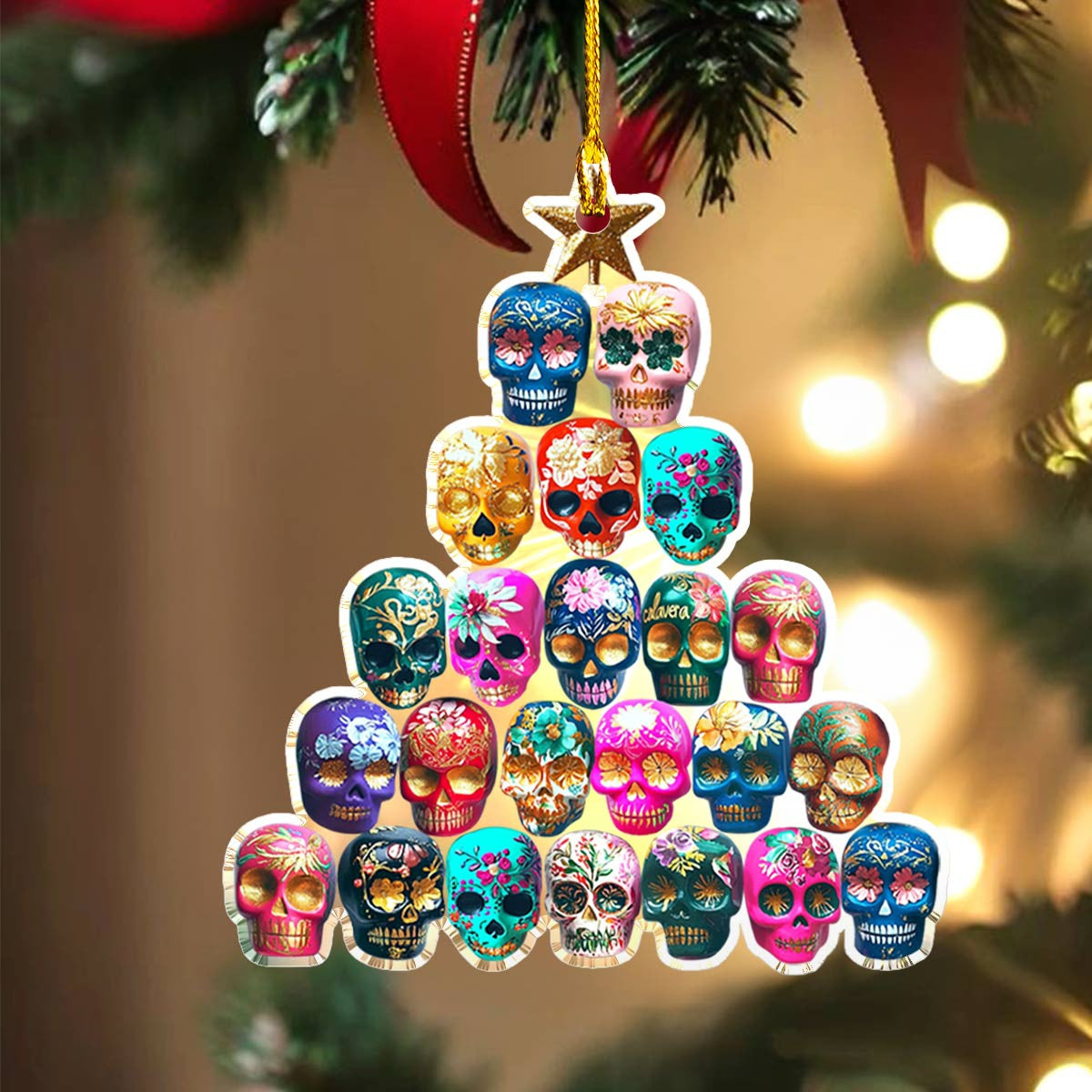 Bestchoo 2D Acrylic Ornament Colorful Sugar Skulls