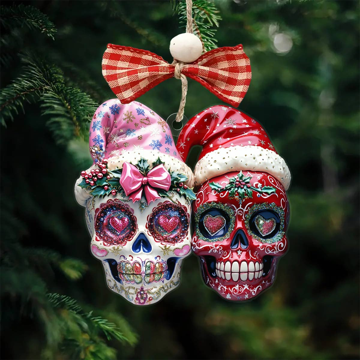 Bestchoo 2D Acrylic Ornament Pretty Chistmas Sugar Skulls Love