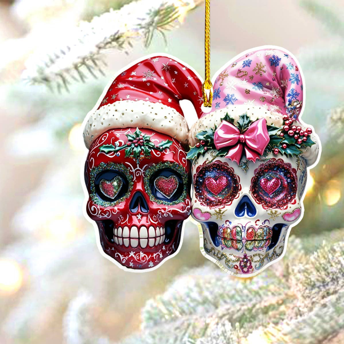 Bestchoo 2D Acrylic Ornament Pretty Chistmas Sugar Skulls Love