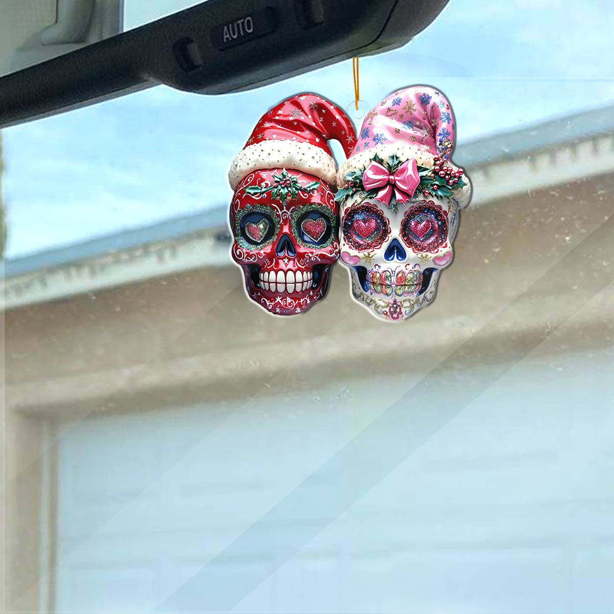 Bestchoo 2D Acrylic Ornament Pretty Chistmas Sugar Skulls Love