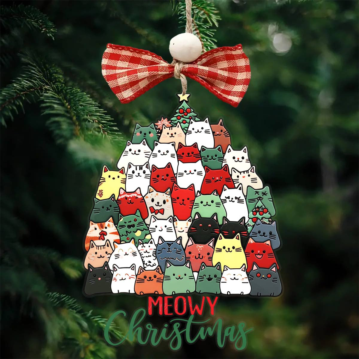 Bestchoo 2D Acrylic Ornament Meowy Christmas Lovely