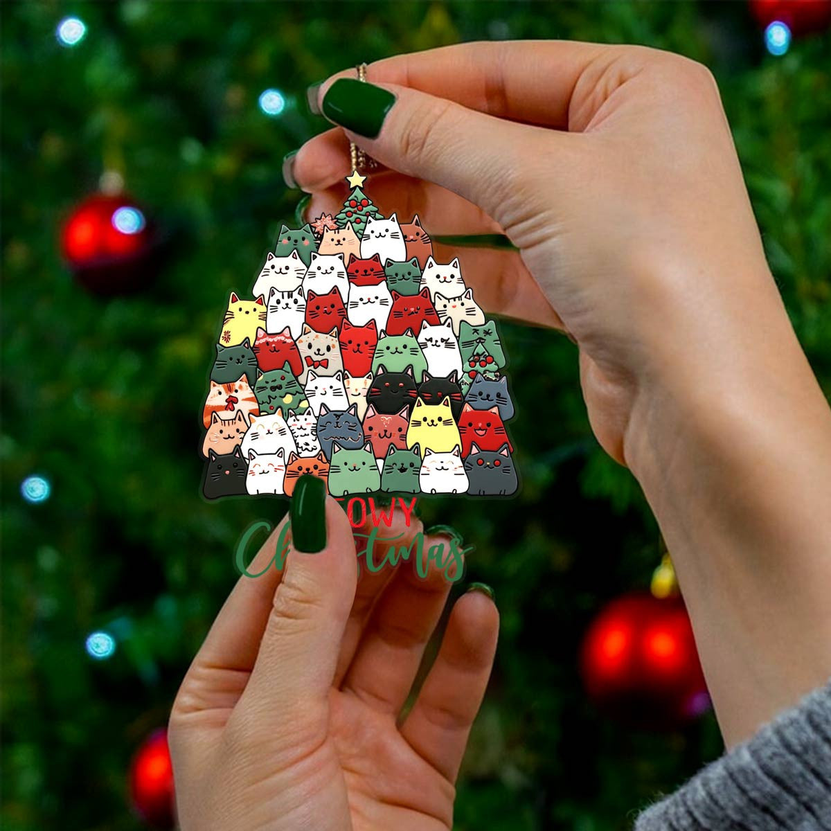 Bestchoo 2D Acrylic Ornament Meowy Christmas Lovely