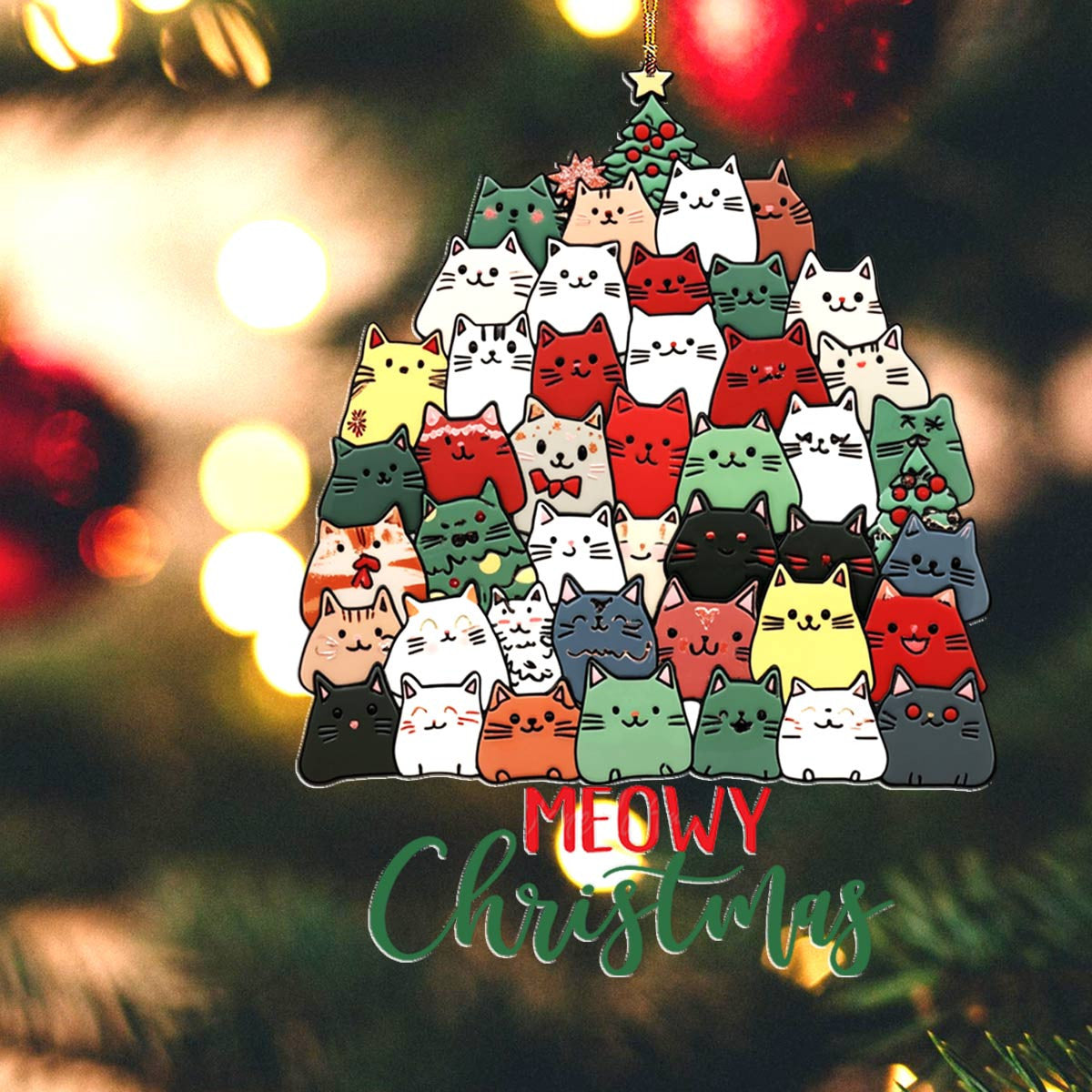 Bestchoo 2D Acrylic Ornament Meowy Christmas Lovely