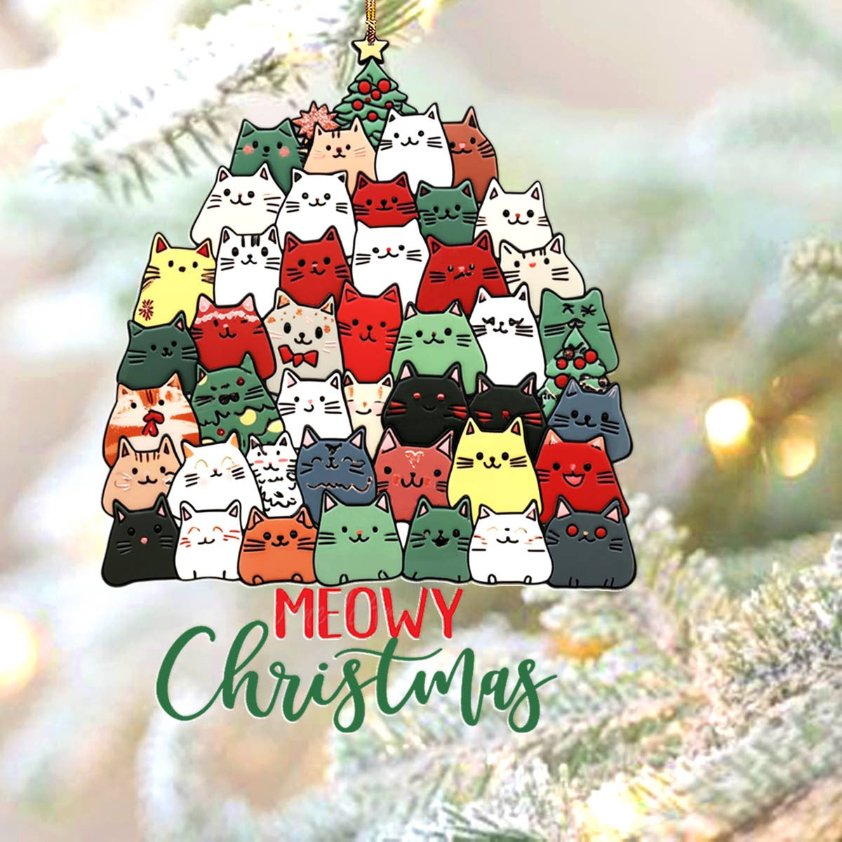 Bestchoo 2D Acrylic Ornament Meowy Christmas Lovely